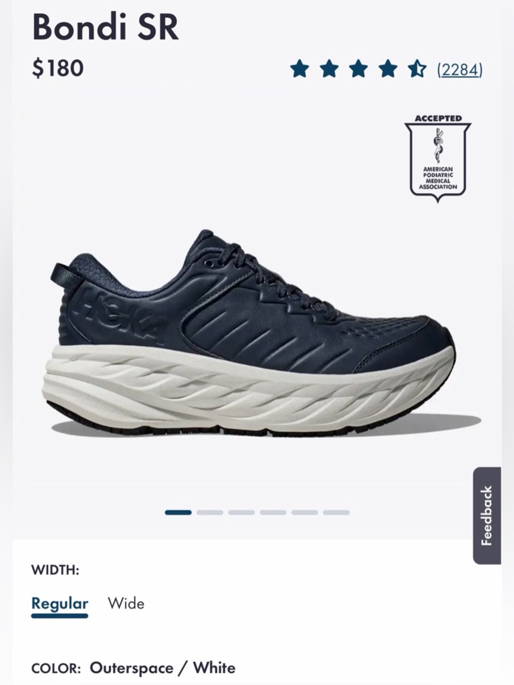 Hoka Bondi SR Men's Outerspace / White Shoes Size 13